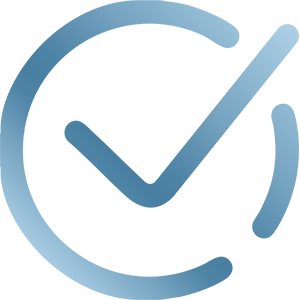 Blue check mark icon with a gradient effect on a white background