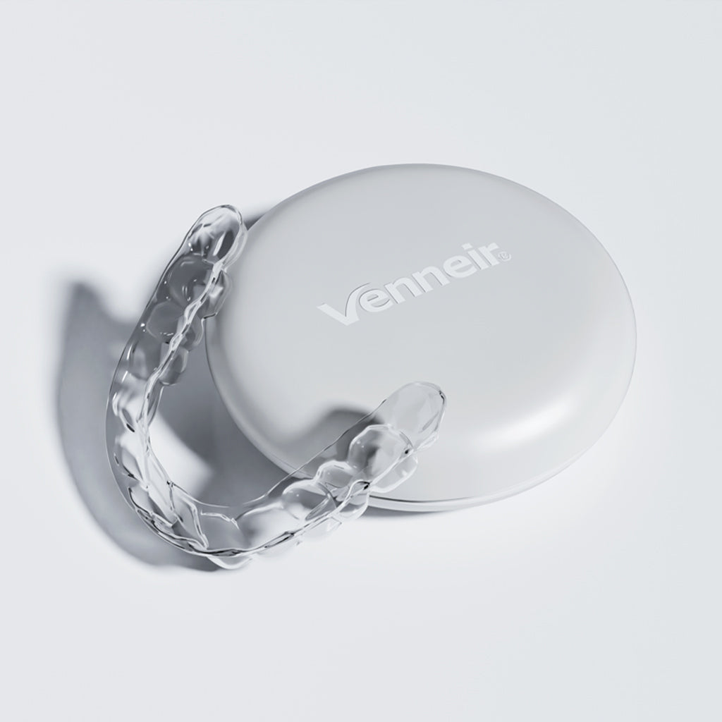 Clear upper retainer with protective storage case on light grey background