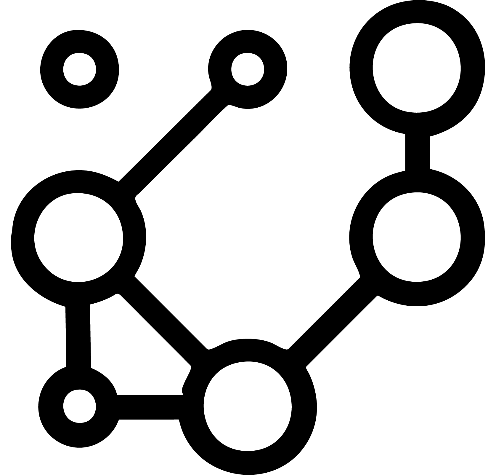 Black network icon on a white background