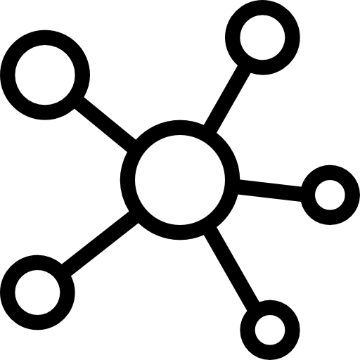 Black network icon on a white background