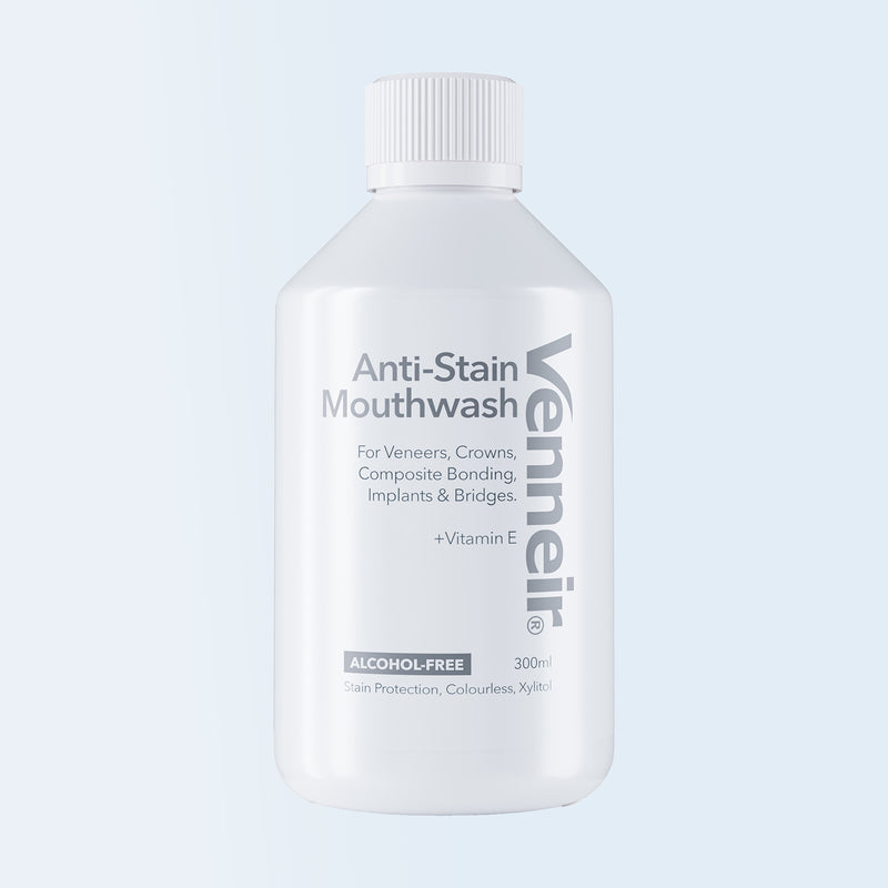 Venneir Anti-Stain Mouthwash bottle on a light gray background