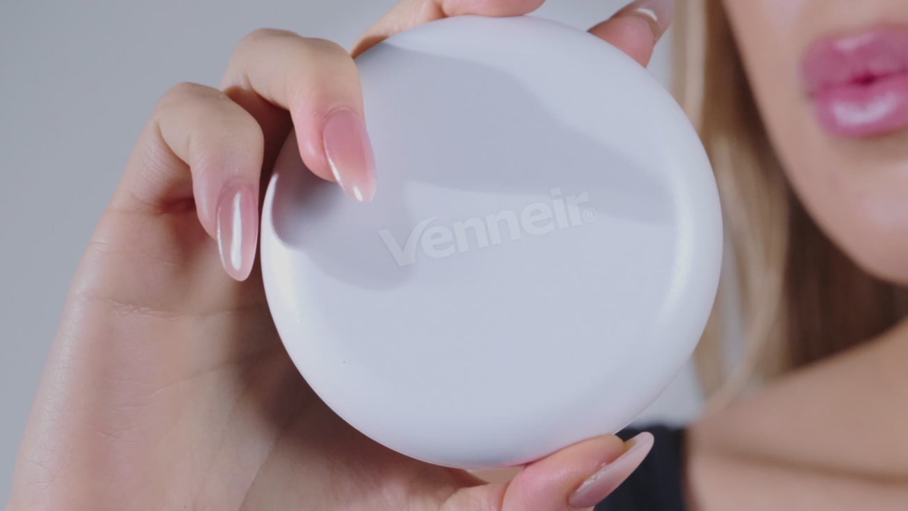 Woman holding retainer case and then putting them in her mouth
