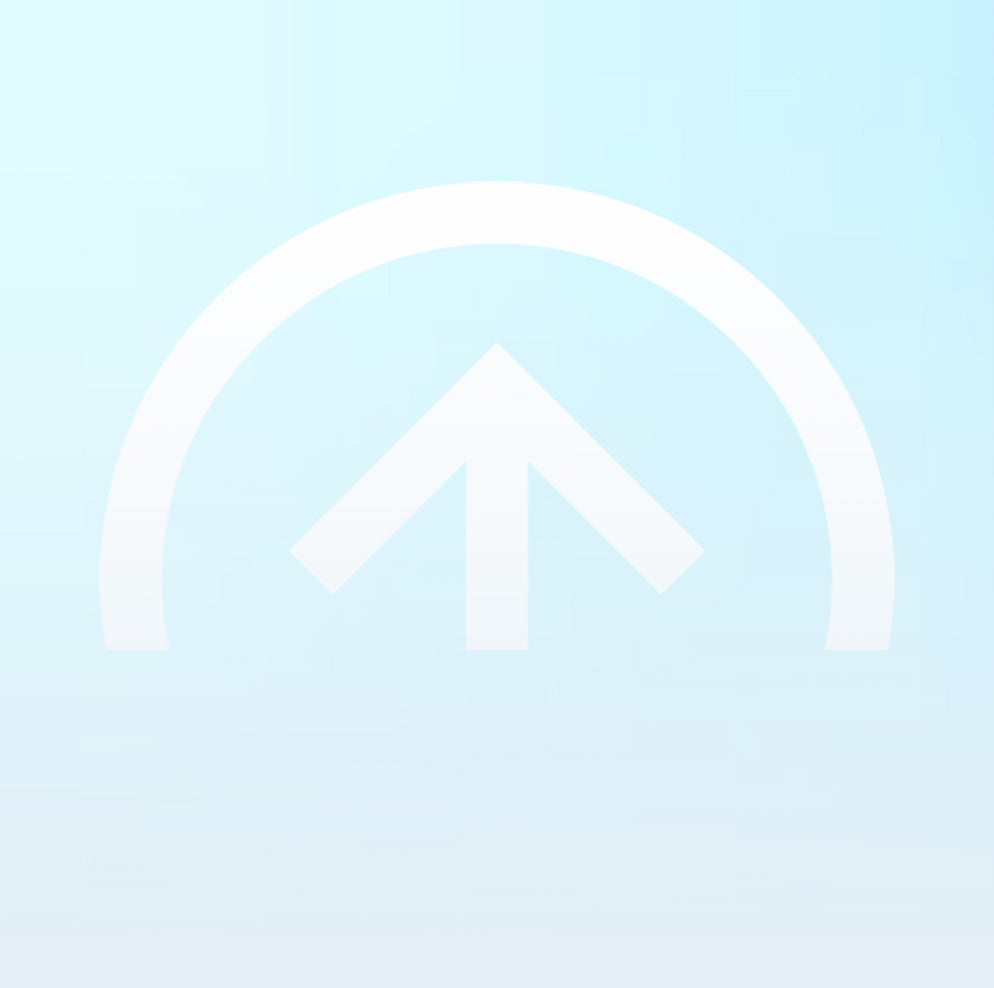 White upward arrow symbol on a light blue background